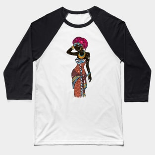 Afro Black Women Head Wrap Dashiki Style Baseball T-Shirt